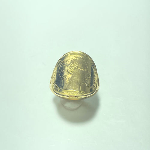 Bague Napoléon 20 francs en or jaune 18 carats 58 Facettes 260109