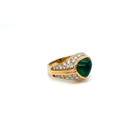 Bague 52 Bvlgari Trombino - Bague en or 18K, émeraude et diamants 58 Facettes