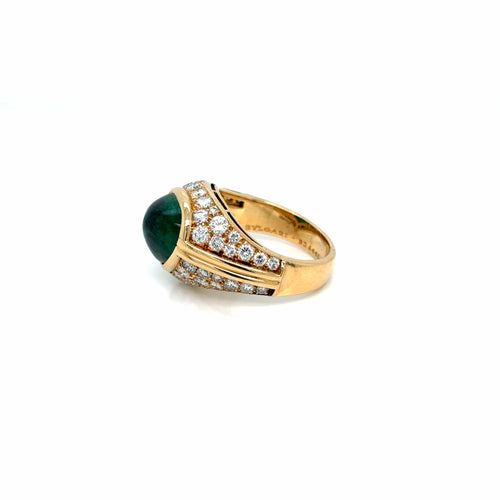Bague 52 Bvlgari Trombino - Bague en or 18K, émeraude et diamants 58 Facettes