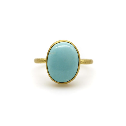 Bague 53 Farideh - Bague en or 24K et turquoise persane 58 Facettes A2007W