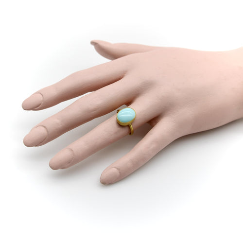 Bague 53 Farideh - Bague en or 24K et turquoise persane 58 Facettes A2007W