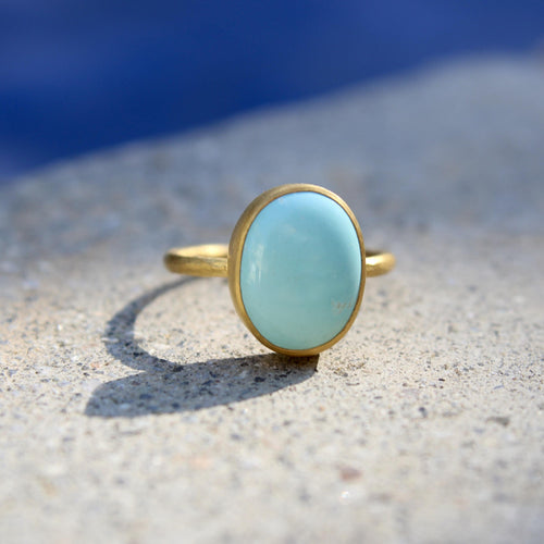 Bague 53 Farideh - Bague en or 24K et turquoise persane 58 Facettes A2007W