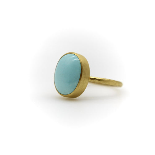 Bague 53 Farideh - Bague en or 24K et turquoise persane 58 Facettes A2007W