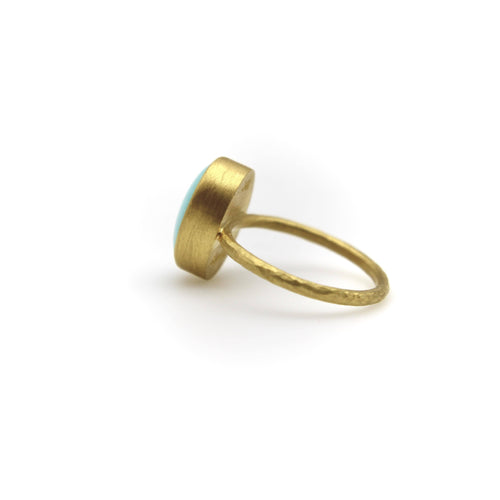 Bague 53 Farideh - Bague en or 24K et turquoise persane 58 Facettes A2007W