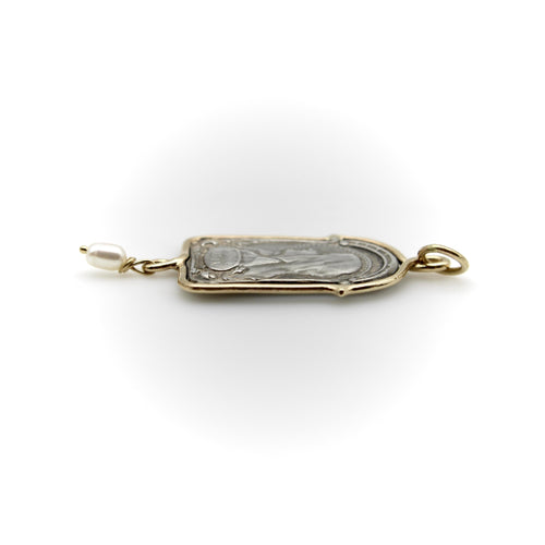 Pendentif Brother Wolf - Pendentif médaillon Virgo Maria en argent et or 14 carats perle 58 Facettes A2007T