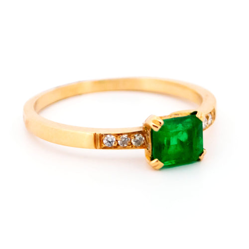 Bague 55 Bague - Émeraude, diamants, or jaune 18k, monture est-ouest 58 Facettes 5F81F53CCA9B41BB97FD8FE4D94B41D7