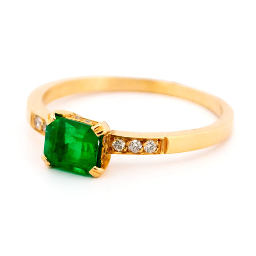 Bague 55 Bague - Émeraude, diamants, or jaune 18k, monture est-ouest 58 Facettes 5F81F53CCA9B41BB97FD8FE4D94B41D7
