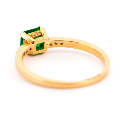 Bague 55 Bague - Émeraude, diamants, or jaune 18k, monture est-ouest 58 Facettes 5F81F53CCA9B41BB97FD8FE4D94B41D7