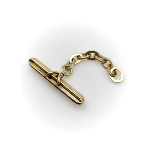 Collier Pendentif T-bar victorien en or 14K avec chaîne ovale 58 Facettes A2007P