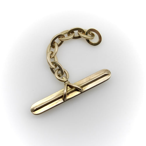 Collier Pendentif T-bar victorien en or 14K avec chaîne ovale 58 Facettes A2007P