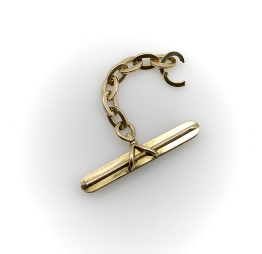 Collier Pendentif T-bar victorien en or 14K avec chaîne ovale 58 Facettes A2007P