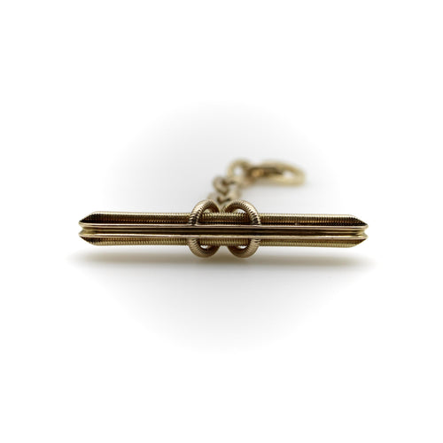 Collier Pendentif T-bar victorien en or 14K avec chaîne ovale 58 Facettes A2007P