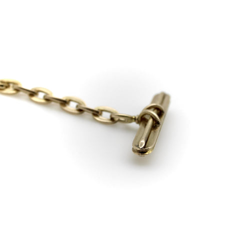 Collier Pendentif T-bar victorien en or 14K avec chaîne ovale 58 Facettes A2007P