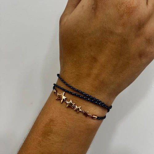 Bracelet Bracelet DODO STELLINA en or rose et cordon bleu 58 Facettes UKA000063SO