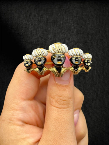 Broche Agostino Gigante - Broche des Mores en or jaune et émaux 58 Facettes spilla dei mori