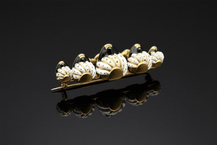 Broche Agostino Gigante - Broche des Mores en or jaune et émaux 58 Facettes spilla dei mori