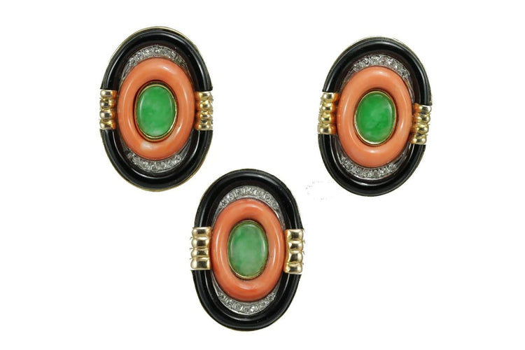 Bague 48 Ensemble Art déco - Boucles d'oreilles et bague en or 14 carats 58 Facettes 8434