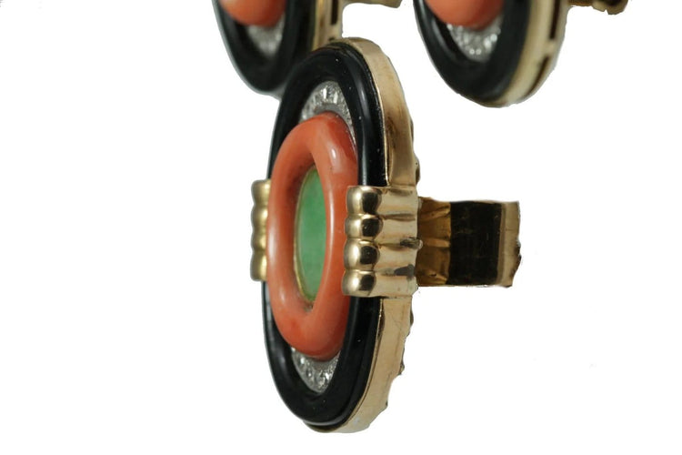 Bague 48 Ensemble Art déco - Boucles d'oreilles et bague en or 14 carats 58 Facettes 8434