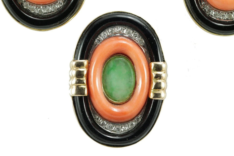 Bague 48 Ensemble Art déco - Boucles d'oreilles et bague en or 14 carats 58 Facettes 8434