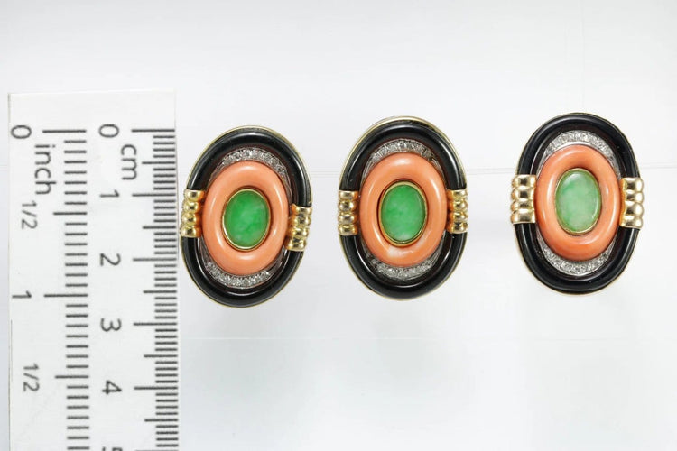 Bague 48 Ensemble Art déco - Boucles d'oreilles et bague en or 14 carats 58 Facettes 8434