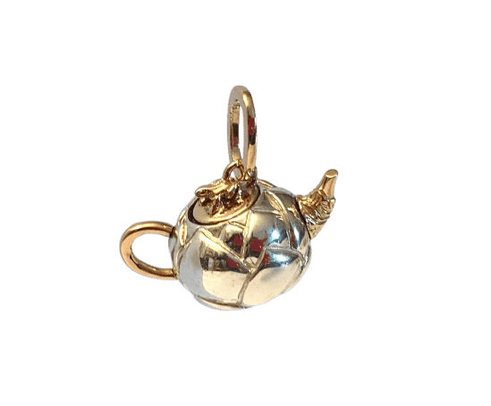 Pomellato Cinq heures - Pendentif théière Lotus en argent et or rose 58 Facettes