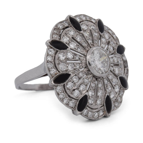 Bague 54 Bague en or blanc au travail ajouré 58 Facettes AN470 (00619)