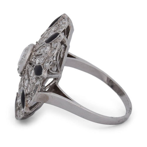 Bague 54 Bague en or blanc au travail ajouré 58 Facettes AN470 (00619)