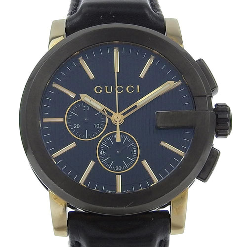 Montre Gucci 101G - Montre chronographe quartz en acier et cuir avec diamants 58 Facettes adkakg