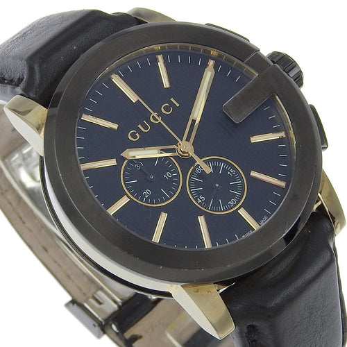 Montre Gucci 101G - Montre chronographe quartz en acier et cuir avec diamants 58 Facettes adkakg