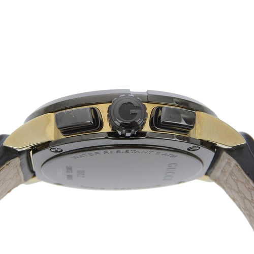 Montre Gucci 101G - Montre chronographe quartz en acier et cuir avec diamants 58 Facettes adkakg
