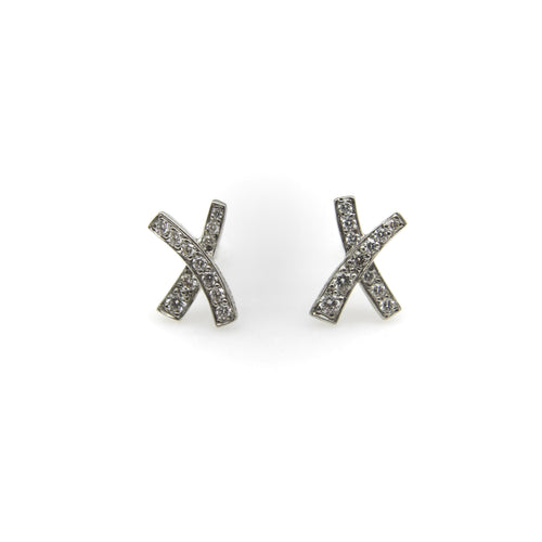 Boucles d'oreilles Paloma Picasso Tiffany & Co. - Boucles d'oreilles Kiss en platine et diamants 58 Facettes A20039