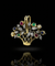 Pendentif Broche-pendentif bouquet en or jaune et blanc 18 carats, diamants et pierres précieuses 58 Facettes