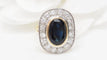 Bague 53.5 Bague pompadour en or jaune, platine, saphir et diamants 58 Facettes 32642