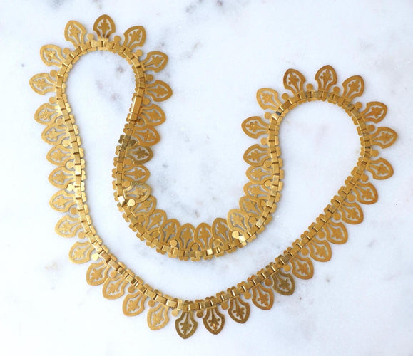 Collier Collier victorien draperie collerette en or jaune 58 Facettes