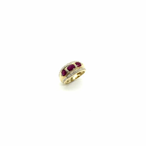 Bague 50 Bague bicolore en or jaune et blanc, rubis et diamants 58 Facettes Z1351919