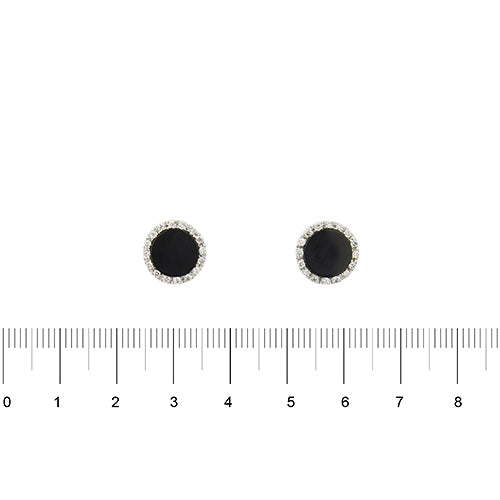 Boucles d'oreilles en or blanc, onyx et diamants 58 Facettes 39408