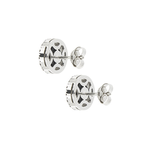 Boucles d'oreilles en or blanc, onyx et diamants 58 Facettes 39408