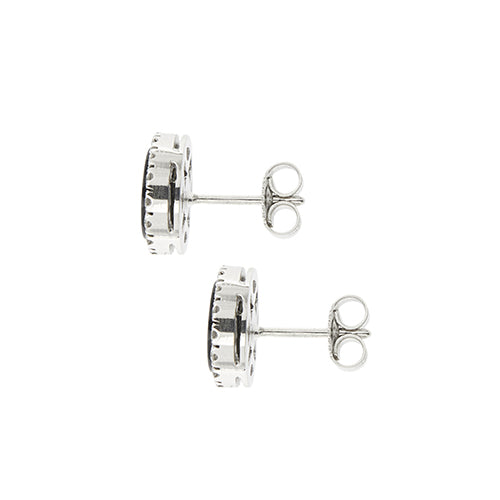 Boucles d'oreilles en or blanc, onyx et diamants 58 Facettes 39408