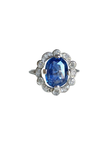 Bague Belle Époque - Bague en or blanc, platine, saphir et diamants 58 Facettes 265