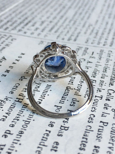 Bague Belle Époque - Bague en or blanc, platine, saphir et diamants 58 Facettes 265