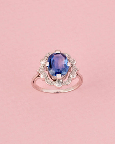 Bague Belle Époque - Bague en or blanc, platine, saphir et diamants 58 Facettes 265