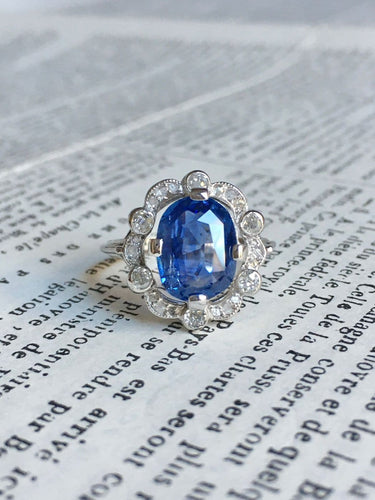 Bague Belle Époque - Bague en or blanc, platine, saphir et diamants 58 Facettes 265