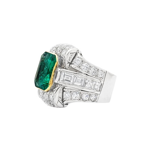 Bague 52 Bague émeraude de Colombie et diamants en platine et or jaune 58 Facettes 35624
