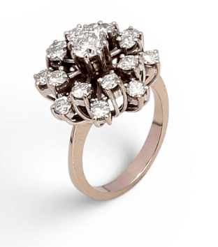 Bague 54.5 Bague rosette 1940-1945 en or 18 ct et diamants 58 Facettes Q115B(947)
