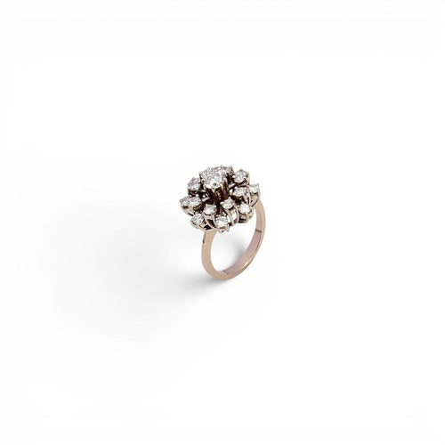Bague 54.5 Bague rosette 1940-1945 en or 18 ct et diamants 58 Facettes Q115B(947)