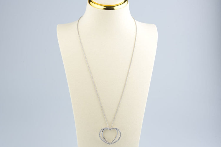 Collier Collier cœur en or blanc 18K et diamants 58 Facettes CL53500093-107