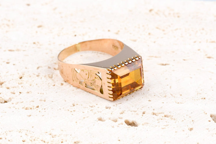 Bague 61 Bague citrine en or rose 18K 58 Facettes BGCITOC720-107