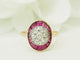 Bague 55 Art Nouveau - Bague en or jaune, platine, rubis et diamants 58 Facettes 33770