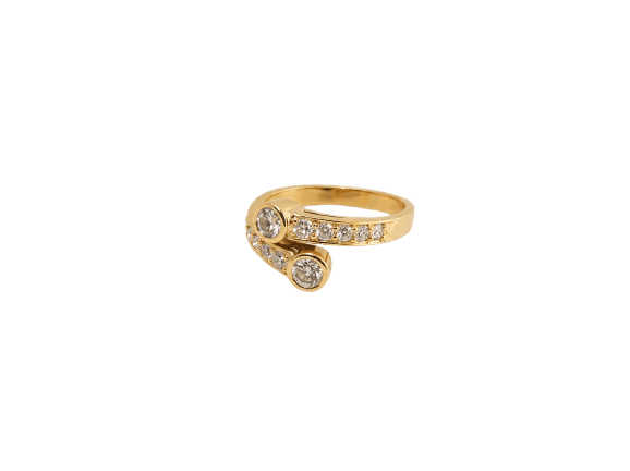 Bague 48.5 Bague Toi et Moi en or jaune 18K et diamants 58 Facettes LP1899/IUNB
