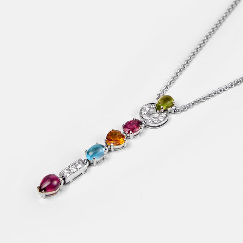 Collier BVLGARI Allegra - Collier en or blanc, diamants et pierres de couleur 58 Facettes 291